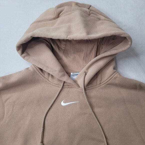 Nike Hoodie Center Swoosh Women’s Beige Oversized Pullover Size M - Picture 5 of 12